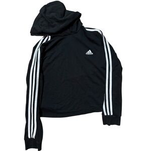 Adidas Black Sweatshirt with White Accents Women Cropped Pullover Jacket